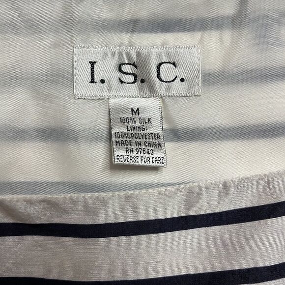 ISC 100% silk black and white horizontal striped top. Size medium. Sleeveless. - Picture 8 of 10